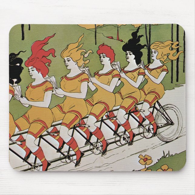 Vintage Art Nouveau, Bearings Tandem Bicycle Mouse Pad (Front)