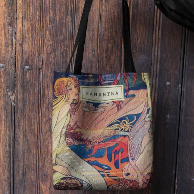 Vintage Art Nouveau Beautiful Mermaid Personalised Tote Bag (Creator Uploaded)
