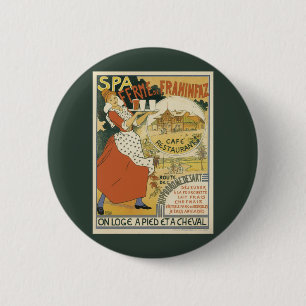 Vintage Art Nouveau, Beer Bar Restaurant and Cafe 6 Cm Round Badge