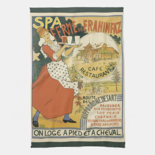 Vintage Art Nouveau, Beer Bar Restaurant and Cafe Tea Towel