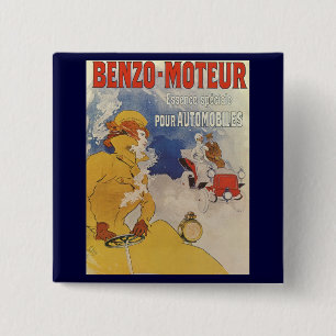 Vintage Art Nouveau, Benzo Moteur by Jules Cheret 15 Cm Square Badge
