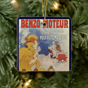 Vintage Art Nouveau, Benzo Moteur by Jules Cheret Ceramic Tree Decoration