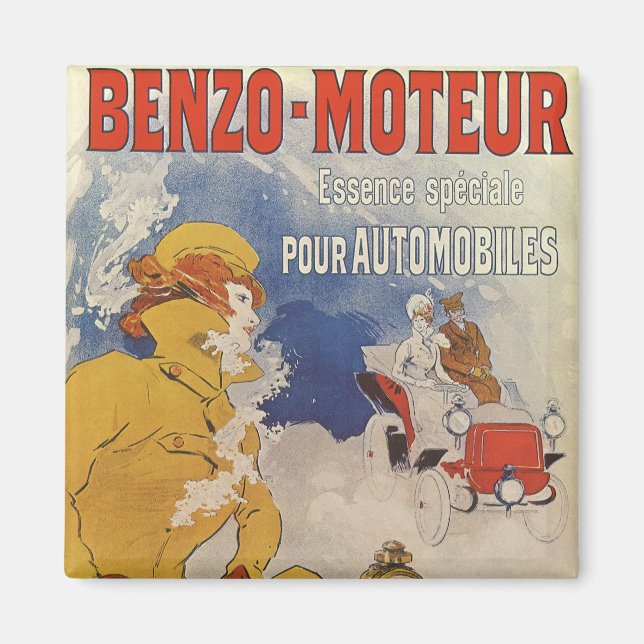 Vintage Art Nouveau, Benzo Moteur by Jules Cheret Magnet (Front)
