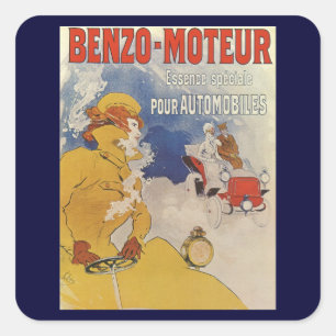 Vintage Art Nouveau, Benzo Moteur by Jules Cheret Square Sticker