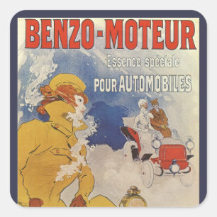 Vintage Art Nouveau, Benzo Moteur by Jules Cheret Square Sticker