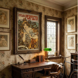 Vintage Art Nouveau Bicycle Ad by Alphonse Mucha Poster