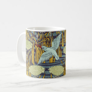 Vintage Art Nouveau Bird & Marsh Nature Pattern Coffee Mug