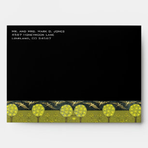 Vintage Art Nouveau Birds & Trees Wedding Envelope