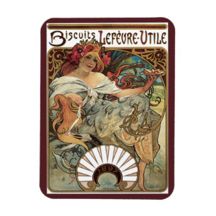 Vintage Art Nouveau, Biscuits by Alphonse Mucha Magnet