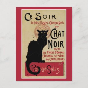 Vintage art nouveau black cat postcard