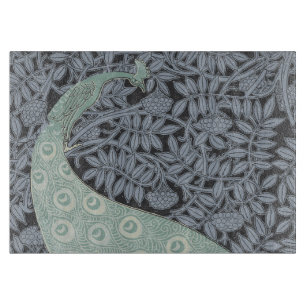 Vintage Art Nouveau Blue Peacock Print Verneuil Cutting Board
