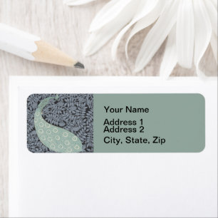 Vintage Art Nouveau Blue Peacock Print Verneuil Return Address Label