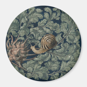 Vintage Art Nouveau Botanical Snail Antique Magnet