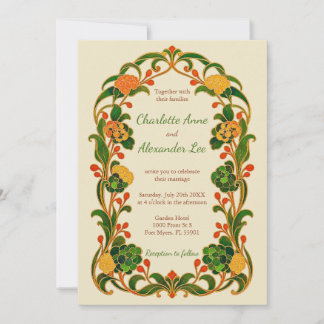 Vintage Art Nouveau Botanical Wedding Invitation