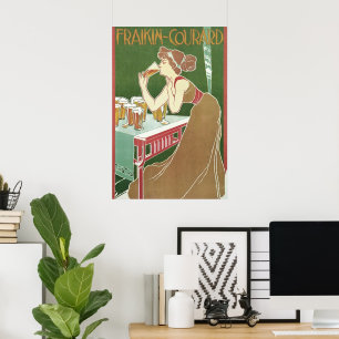 Vintage Art Nouveau Brasserie Fraikin-Courard Beer Poster