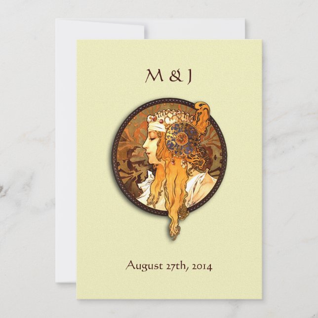 Vintage Art Nouveau Bride Wedding Invitation (Front)