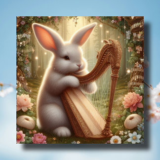 Vintage Art Nouveau Bunny Woodland Easter Holiday Card