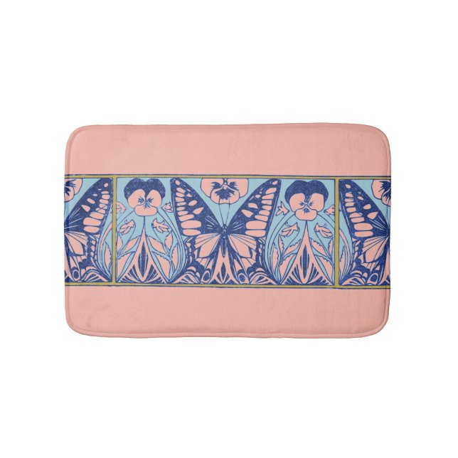 Vintage Art Nouveau Butterflies and Pansies   Bath Mat (Front)