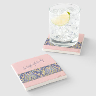 Vintage Art Nouveau Butterflies and Pansies Stone Coaster