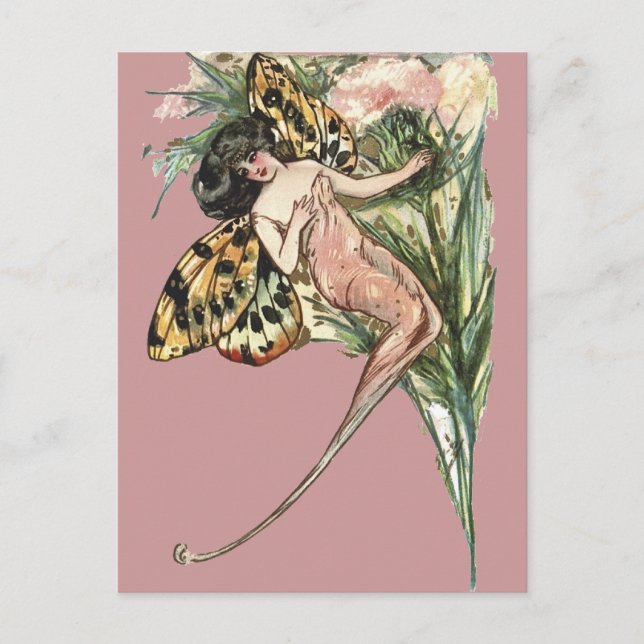 Vintage Art Nouveau Butterfly Fairy Postcard (Front)