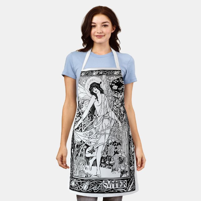 Vintage Art Nouveau Butterfly Fairy Summer Apron (Worn)