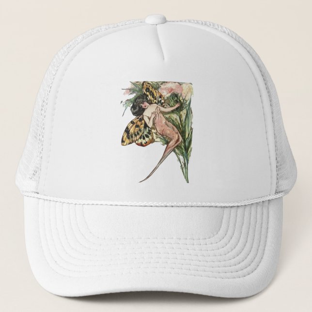 Vintage Art Nouveau Butterfly Fairy Trucker Hat (Front)