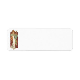 Vintage Art Nouveau by Mucha, Champagne Party Return Address Label