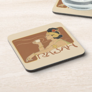 Vintage Art Nouveau Cafe Rajah, Lady with Coffee Coaster