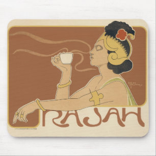 Vintage Art Nouveau Cafe Rajah, Lady with Coffee Mouse Pad