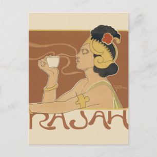 Vintage Art Nouveau Cafe Rajah, Lady with Coffee Postcard
