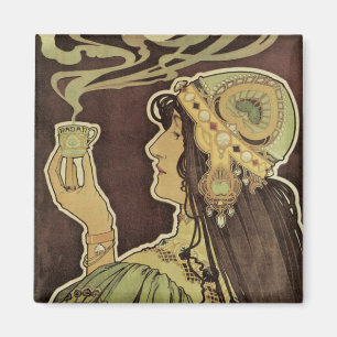 Vintage Art Nouveau Cafe Rajah, Woman with Coffee Magnet