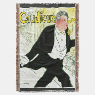 Vintage Art Nouveau, Caudieux by Toulouse Lautrec Throw Blanket