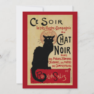Vintage Art Nouveau, Ce Soir Chat Noir Black Cat Invitation