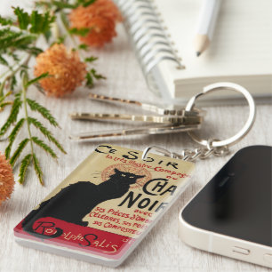Vintage Art Nouveau, Ce Soir Chat Noir Black Cat Key Ring