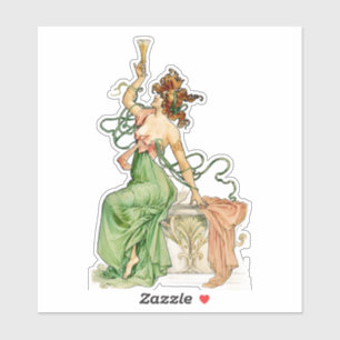 Vintage Art Nouveau Champagne Lady Illustration 