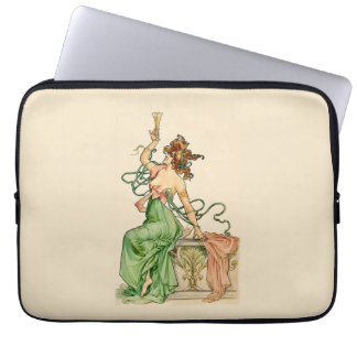 Vintage Art Nouveau Champagne Lady Illustration  Laptop Sleeve
