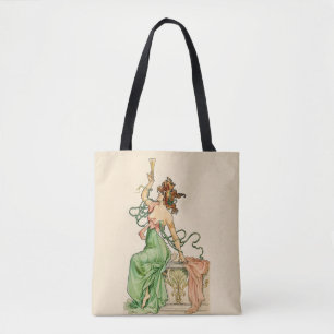 Vintage Art Nouveau Champagne Lady Illustration Tote Bag