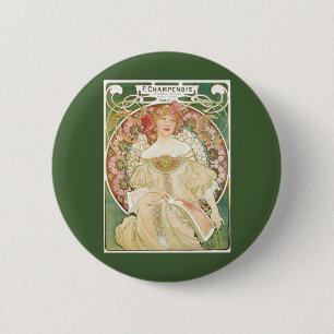 Vintage Art Nouveau, Champenois by Alphonse Mucha 6 Cm Round Badge
