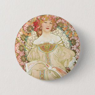 Vintage Art Nouveau, Champenois by Alphonse Mucha 6 Cm Round Badge