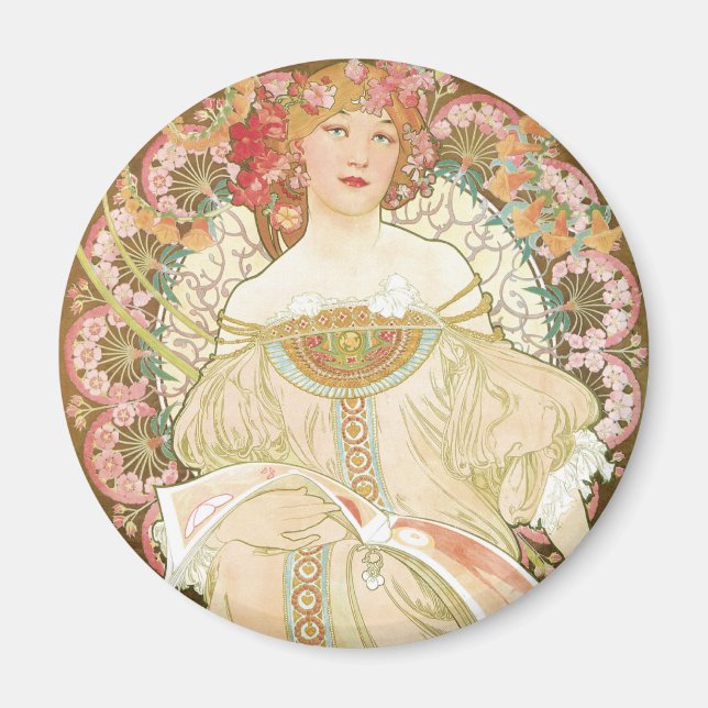 Vintage Art Nouveau, Champenois by Alphonse Mucha Magnet (Front)