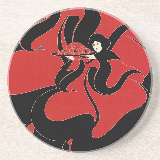 Vintage Art Nouveau Chap Book Thanksgiving Coaster (Front)