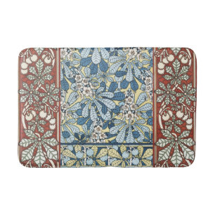 Vintage Art Nouveau Chestnut Floral Pattern Bath Mat