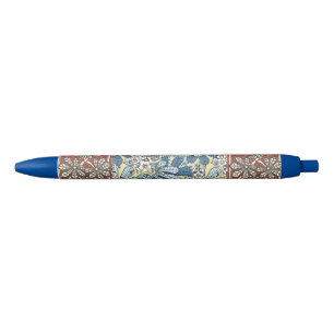 Vintage Art Nouveau Chestnut Floral Pattern Black Ink Pen