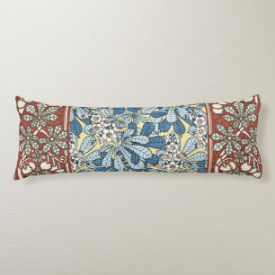 Vintage Art Nouveau Chestnut Floral Pattern Body Cushion