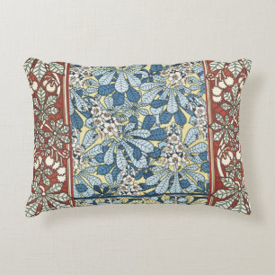 Vintage Art Nouveau Chestnut Floral Pattern Decorative Cushion