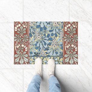 Vintage Art Nouveau Chestnut Floral Pattern Doormat