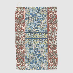Vintage Art Nouveau Chestnut Floral Pattern Golf Towel