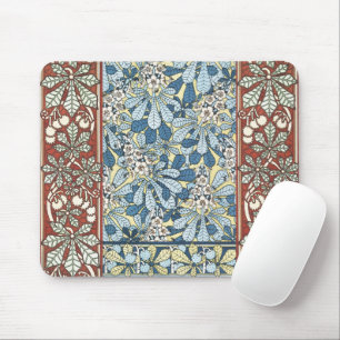 Vintage Art Nouveau Chestnut Floral Pattern Mouse Pad