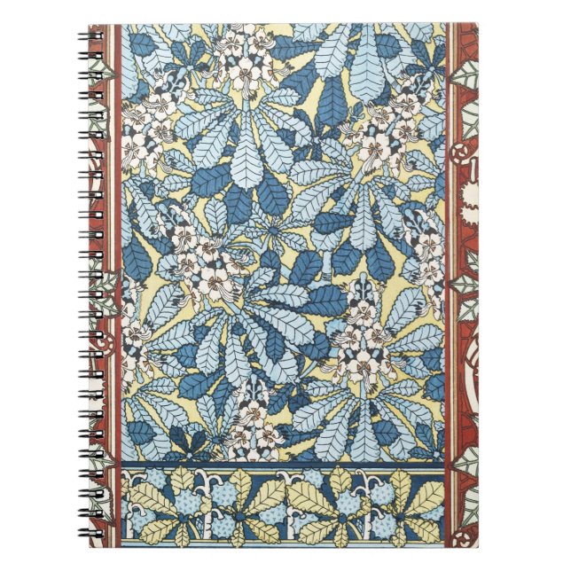 Vintage Art Nouveau Chestnut Floral Pattern Notebook (Front)