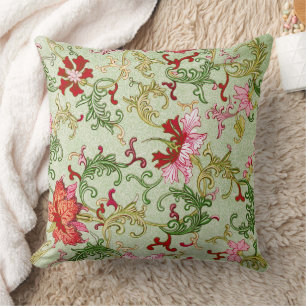 Vintage Art Nouveau Chinese Floral Chinoiserie Cushion